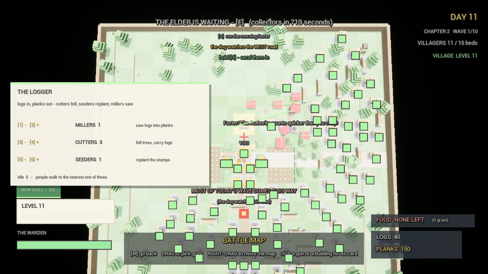 CropCorp screenshot — The logger's card on the map