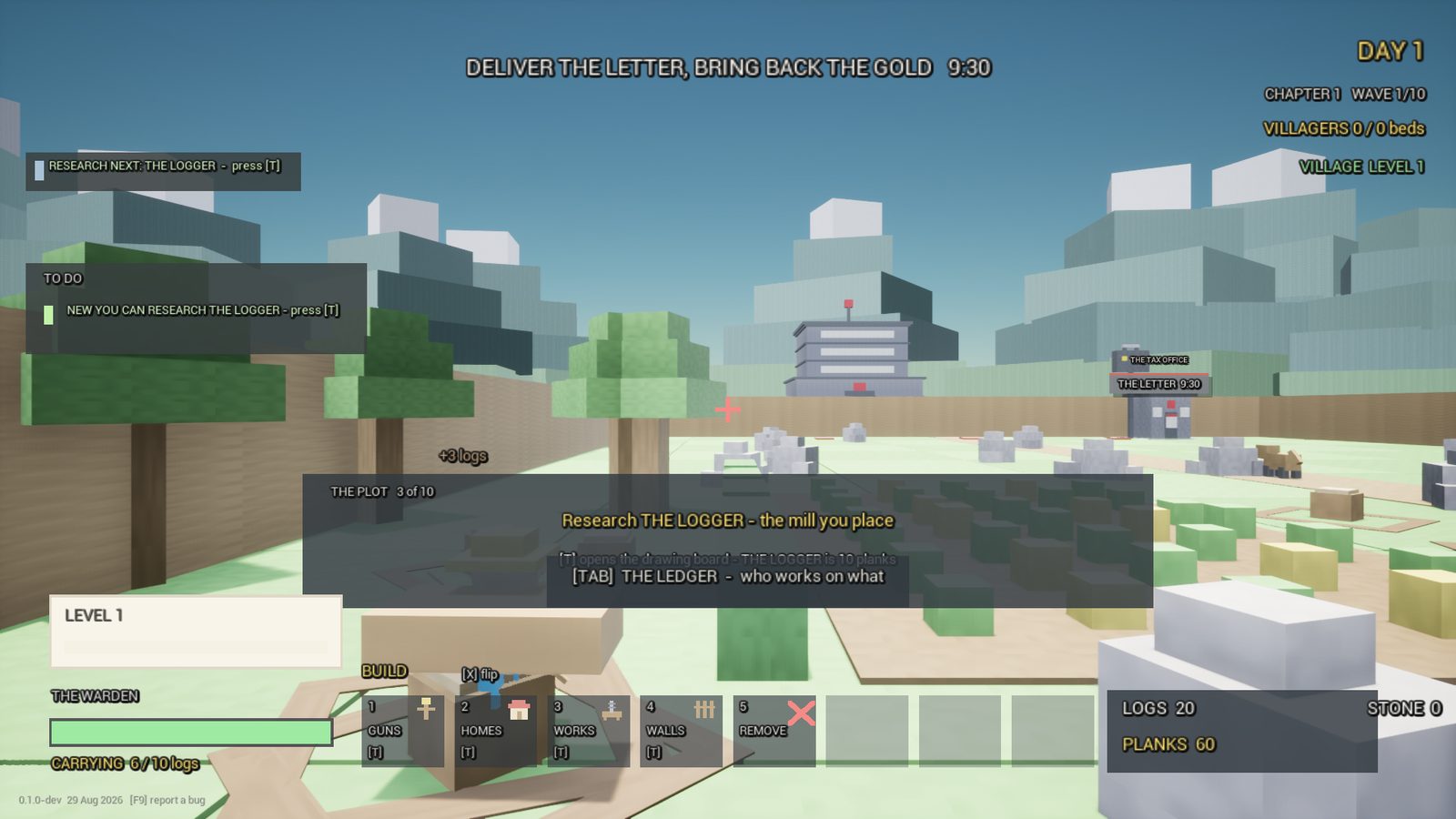 CropCorp screenshot — The plot at thirty seconds, 9:30 on the letter