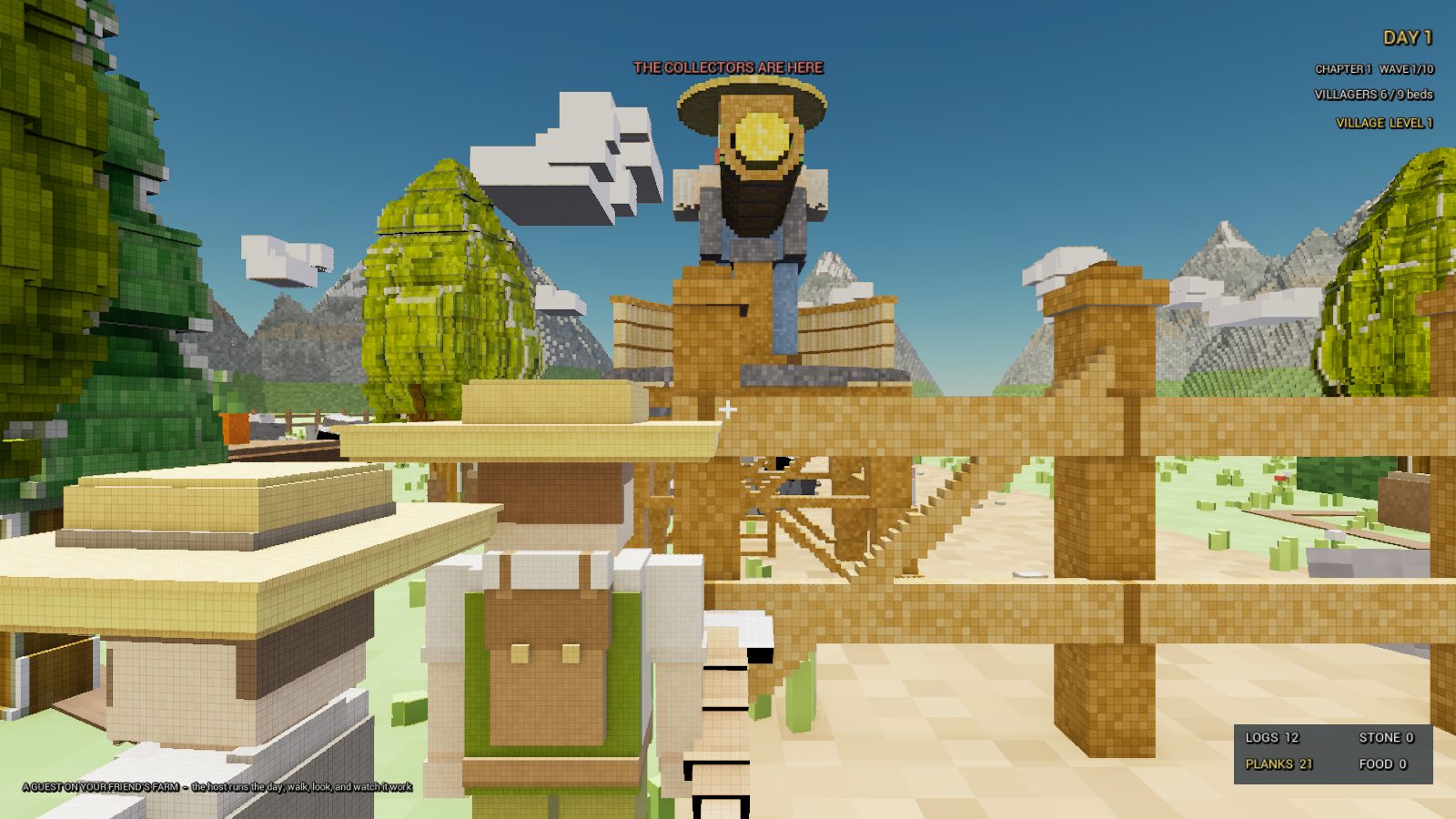 CropCorp screenshot — A guest's HUD in the host's village