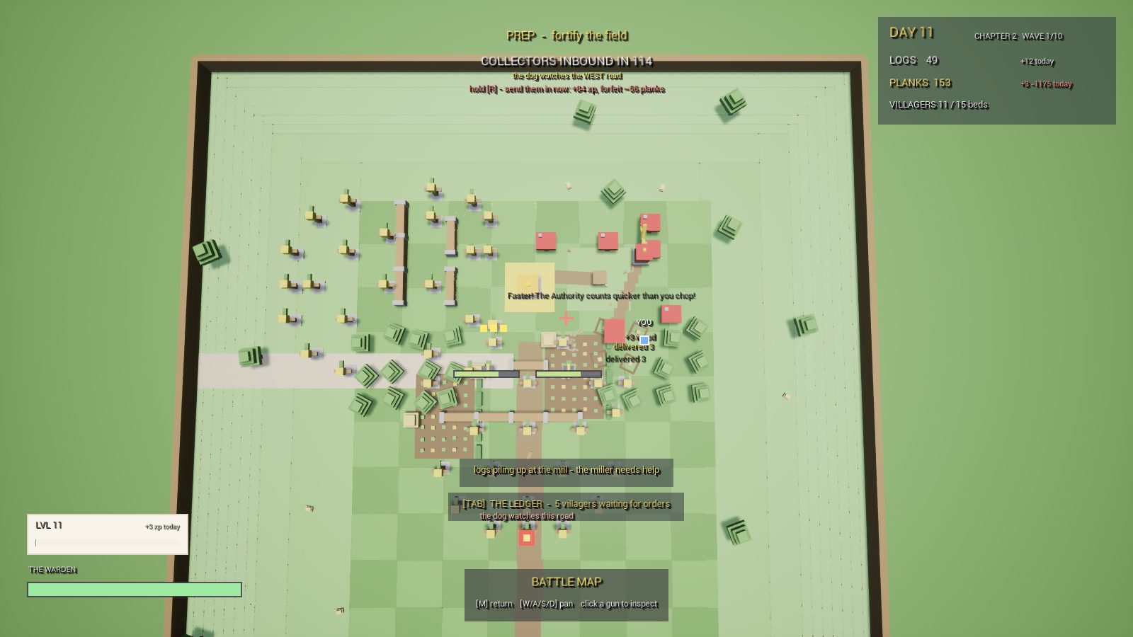 CropCorp screenshot — The battle map over chapter two
