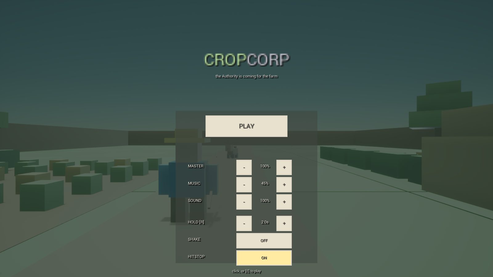 CropCorp screenshot — CROP in field green, CORP in Authority grey